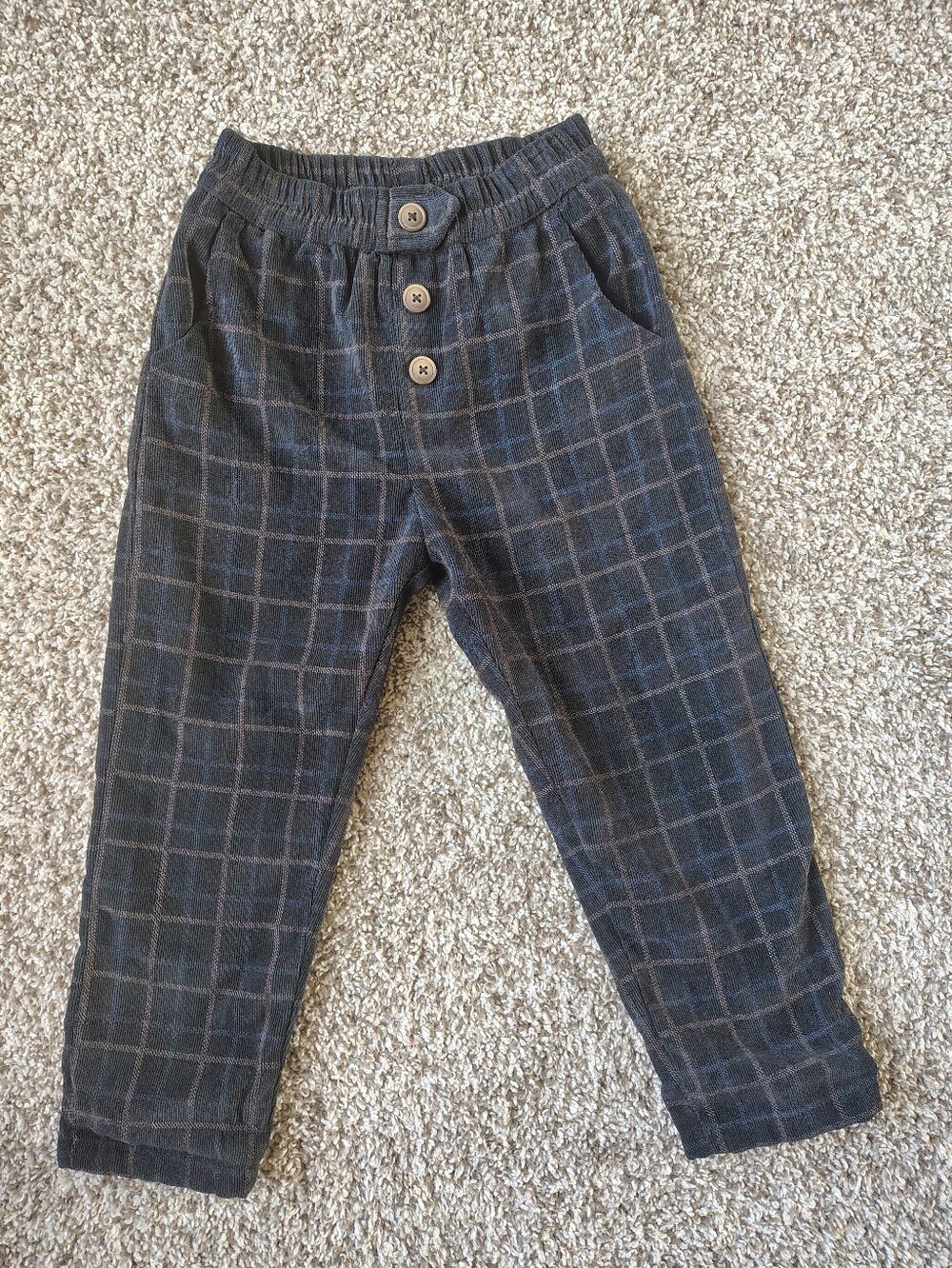 Zara Kids Plaid Jogger Pants - Charcoal Gray Size 4 - 5 Years